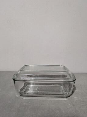 Vintage Arcoroc France Glass Ribbed Butter Dish Refrigerator Container w/ Lid